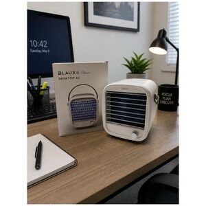 Blaux Classic Desktop Portable Air Cooler Fan LED Light Personal AC NEW Open Box